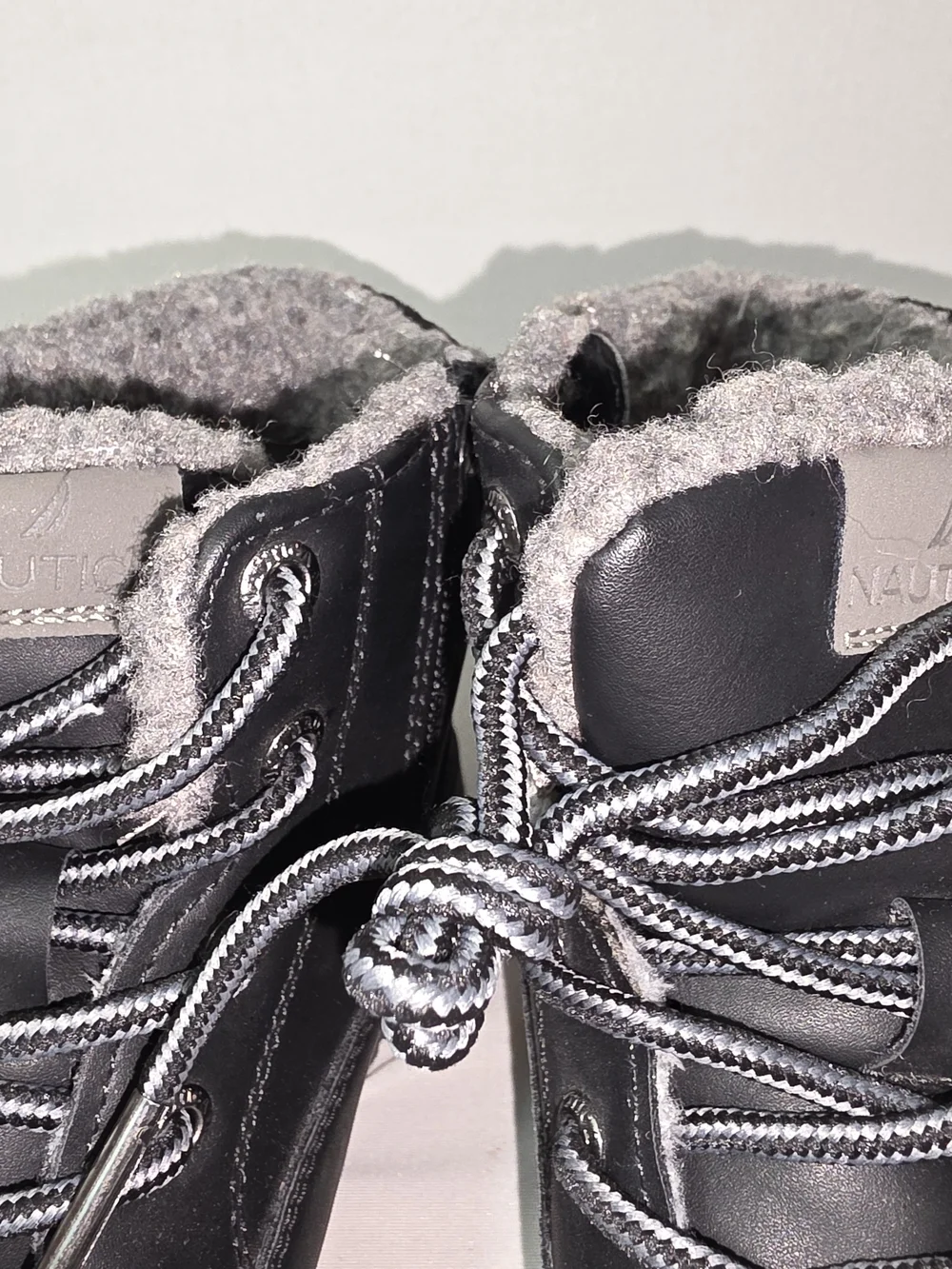 Nautica Kids Black Faux Fur Lace-Up & Zip Winter Boots